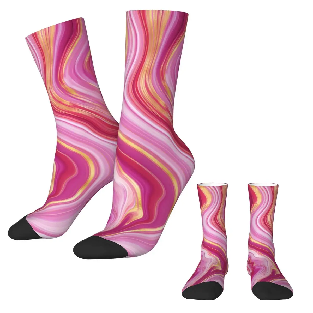 Marble Print Stockings Female Pink Liquid Socks Quality Funny Socks Spring Climbing Non Slip Printed Socks Gift