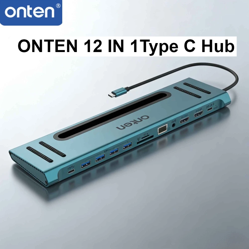

ONTEN 9199 12-in-1 USB-C Docking Station Dual HDMI 4K@30Hz MST Dual Display 4*USB3.0 5Gbps SD TF 3.0 Gigabit Ethernet 1000M Audi