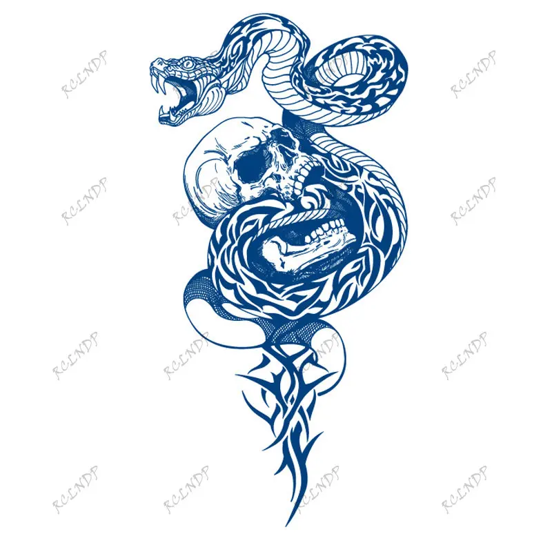 Waterproof Temporary Juice Tattoo Sticker Snake Skull Flower Sword Rose Arm Leg Body Art Flash Tatoo Fake Tatto for Men Women