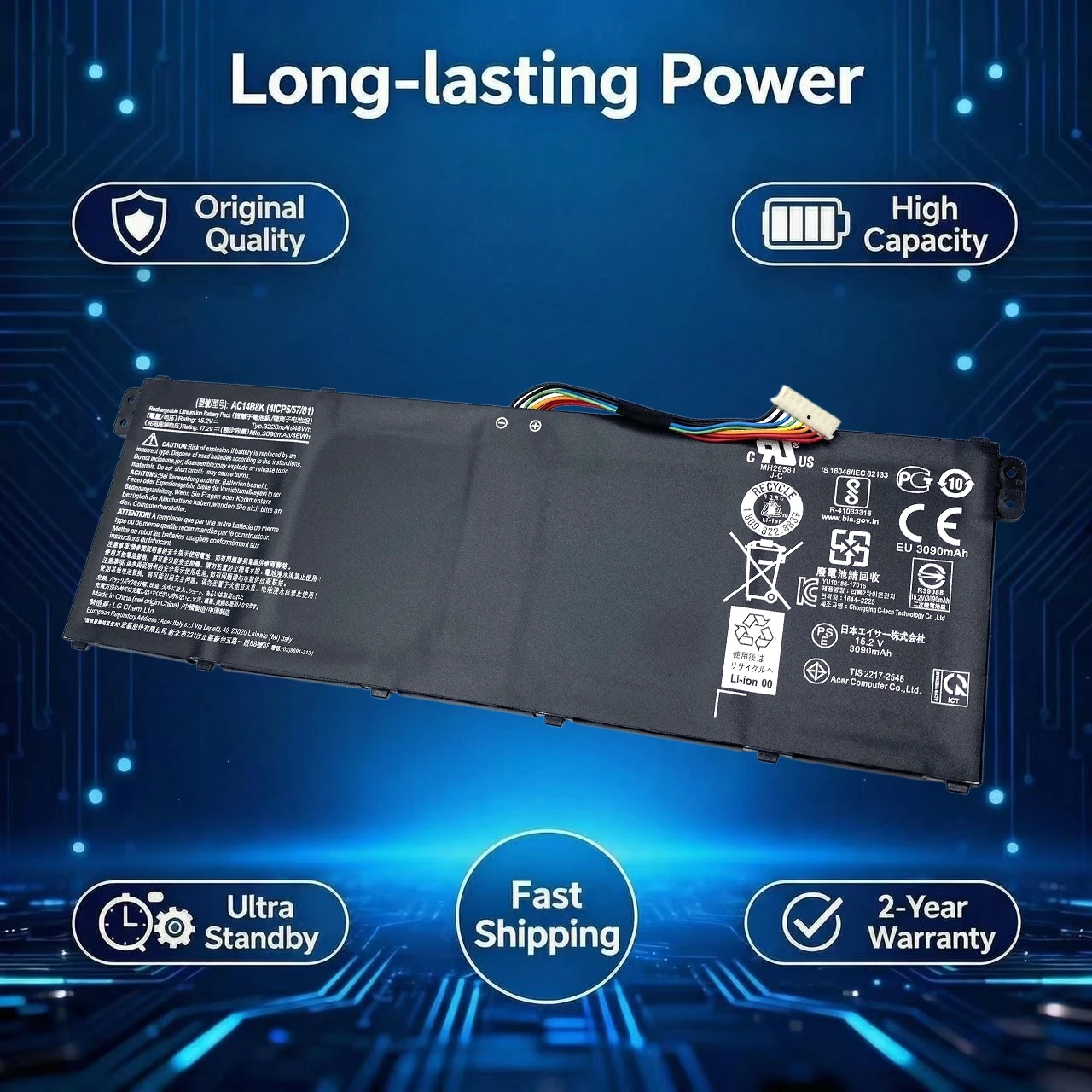 Batería Original AC14B8K para portátil Acer Aspire, nueva, Original, para Acer Aspire CB3-111, CB5-311, ES1-511, ES1-512, ES1-520, ES1-531ES1-731, E5-771G