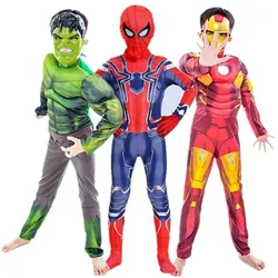 2024 New Hulk Iron Man Children's Fantastic Costume Halloween Party Role Playing Spider Man Superman Children's Tight Clothing