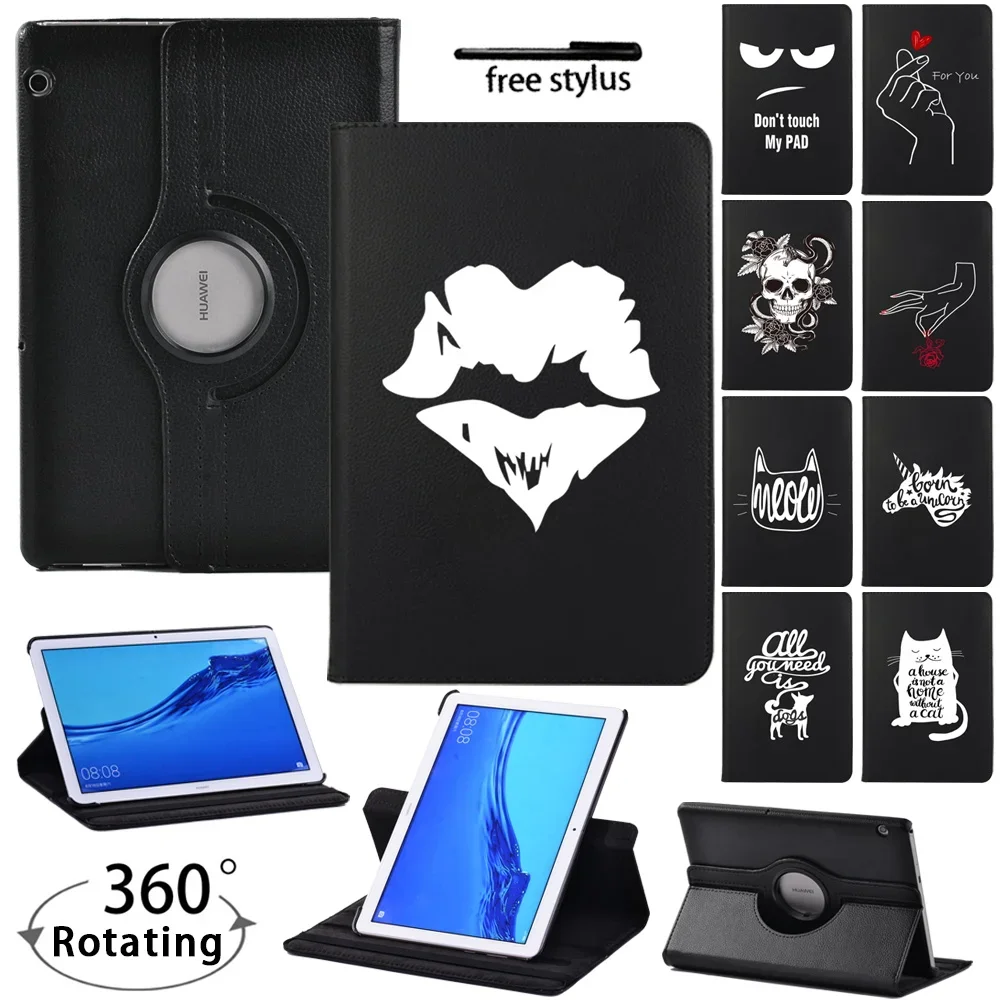 

360 Degree Rotating Tablet Case for Huawei MediaPad T3 10 9.6" AGS-L09 W09 /T5 10 10.1" AGS2-W09/W19/L03/L09 + Stylus