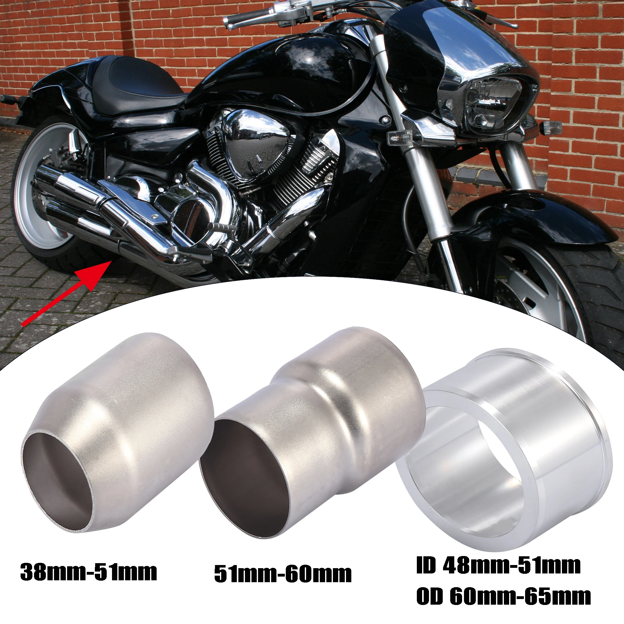 

Motoforti 38mm-47mm 51mm-60mm Motorcycle Exhaust Pipe Adapter Pipe Connection Reducer Muffler Stainless Steel Connector