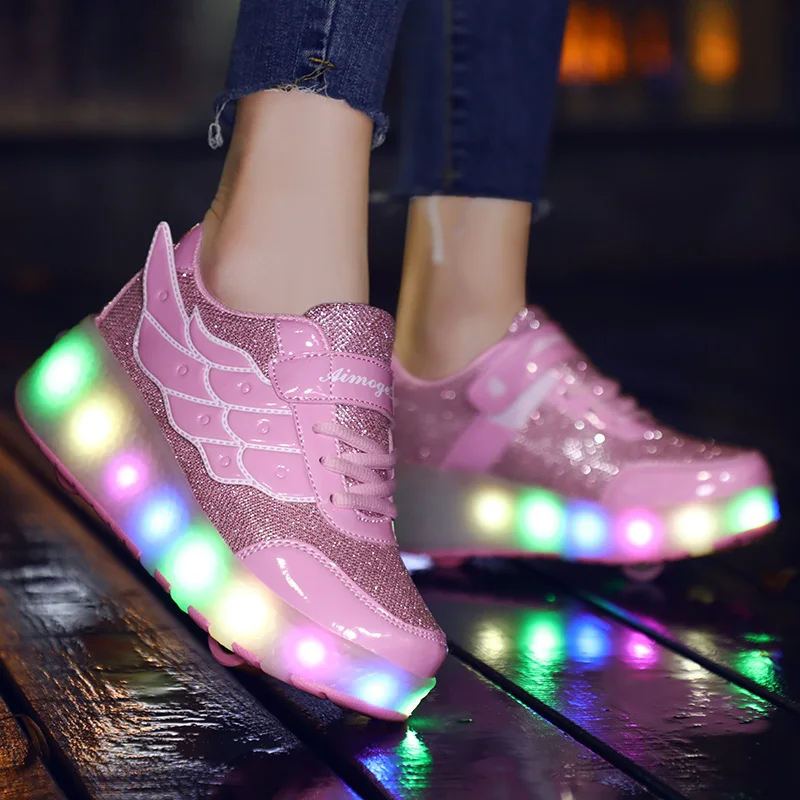 Light-Up 2-Wheel Heelys для детей и подростков: кроссовки на колесиках с затягиванием одной кнопкой