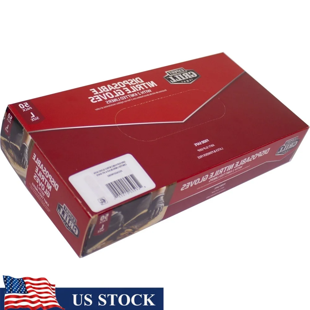 

50CT Nitrile Disposable Gloves with Knitted Liners Heat Resistant Cooking Barbecue Grill Kitchen Use Food Handling Service