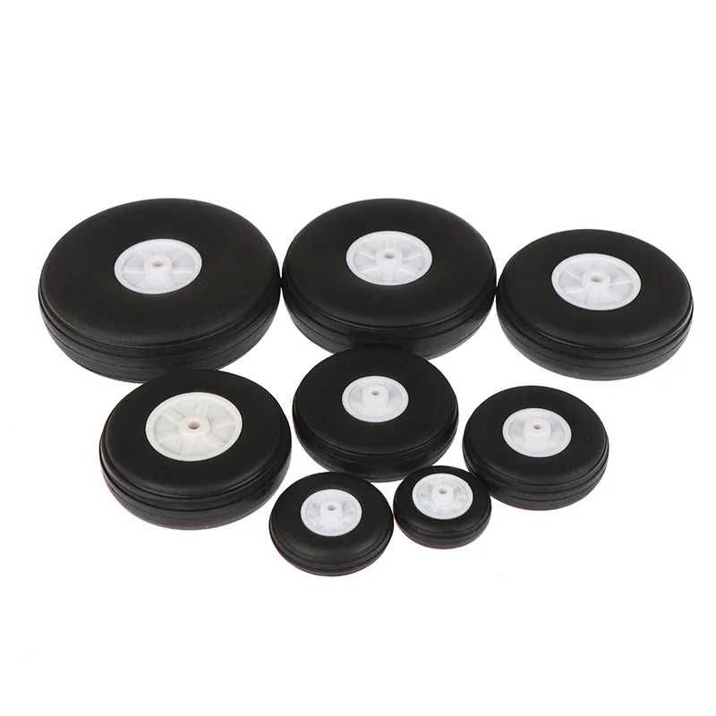 2 pezzi di gomma PU ad alta elasticità diametro ruota 1/1.25/1.5/1.75/2/2.25/2.5/2.75 pollici per RC modello di aereo ad ala fissa pneumatici fai da te