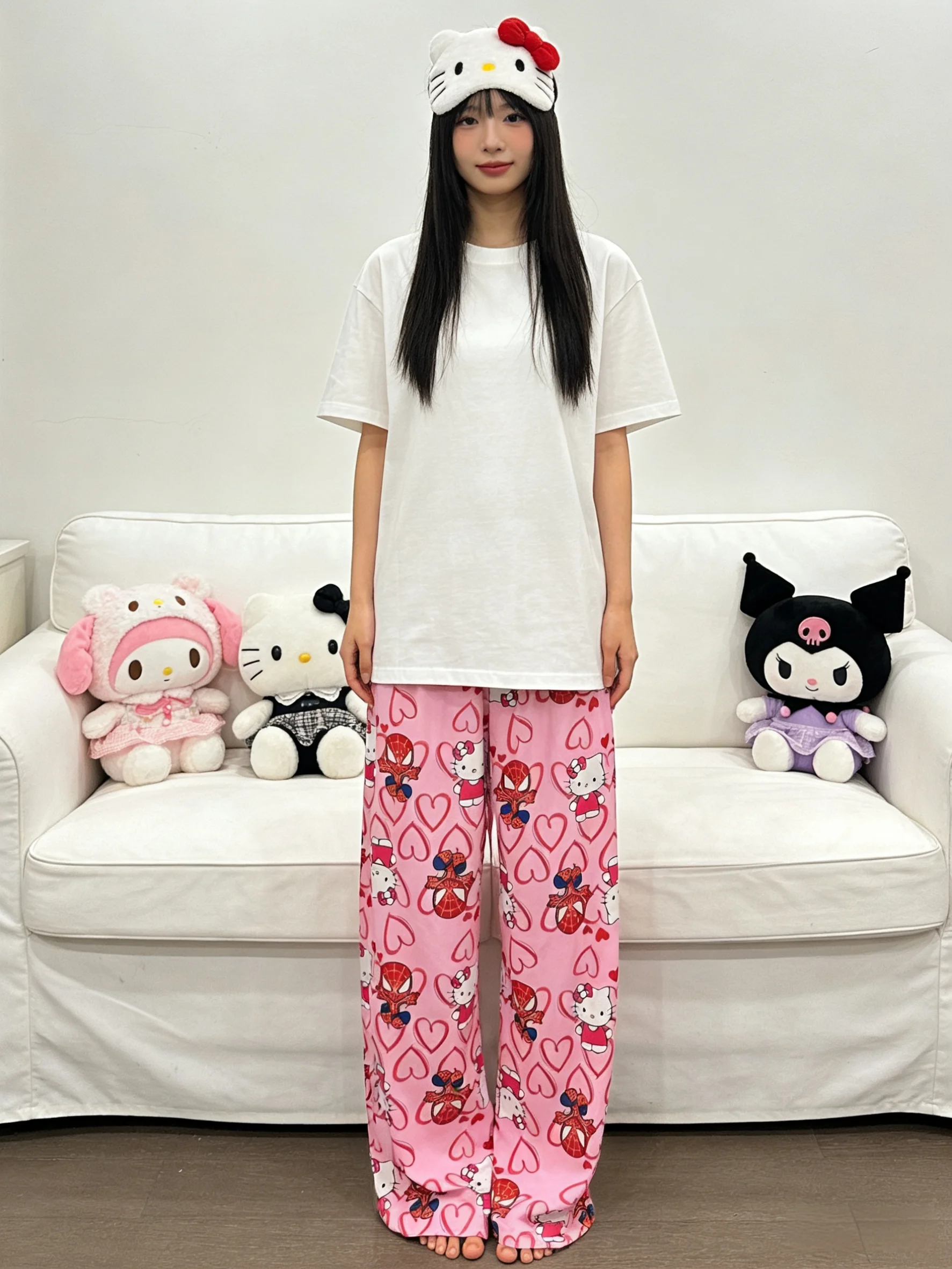 Hello Kitty Spring and Summer New Sleep Pants, Pink Walking Pants, Festival Gifts, Best Friend Outfits, Party Outfits