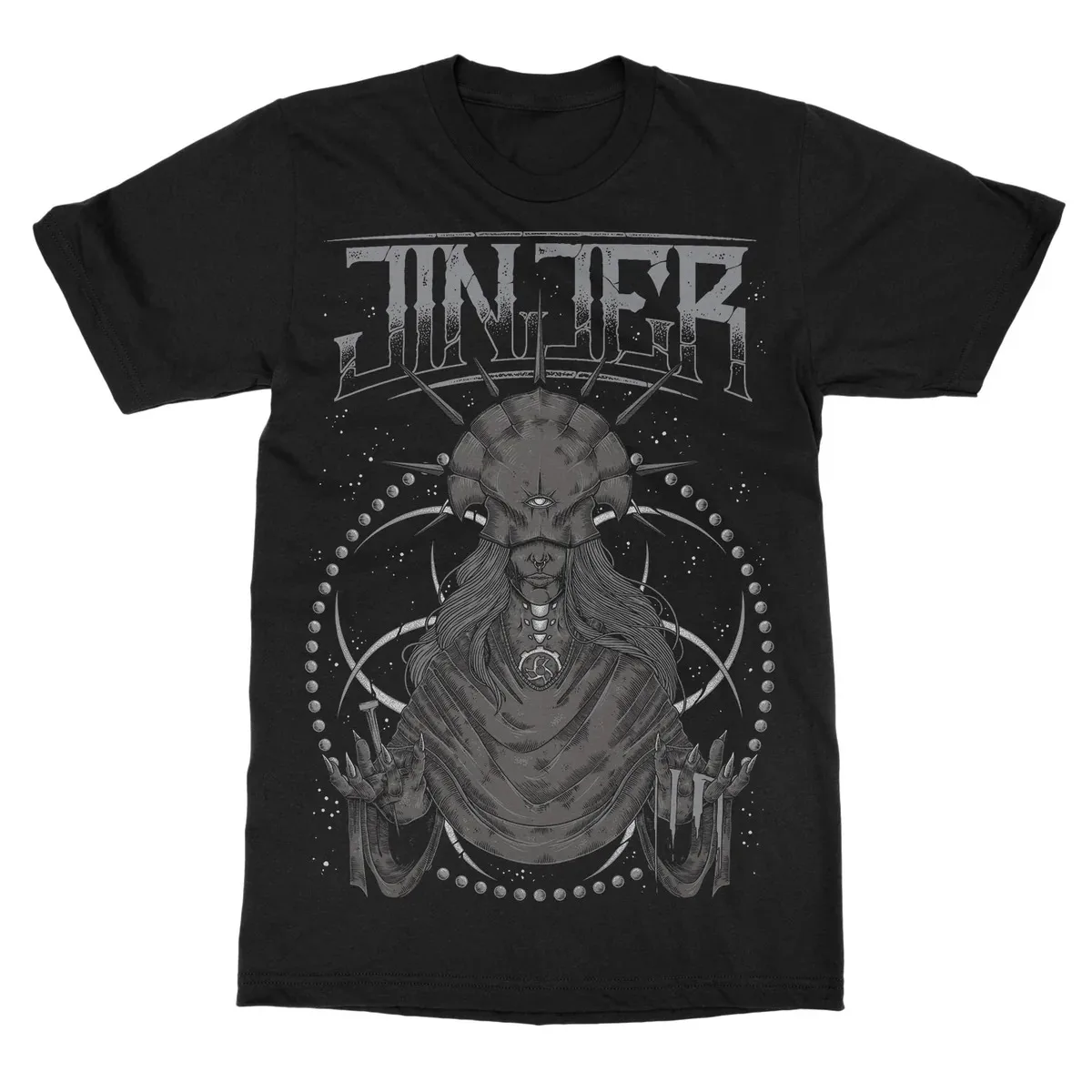 Jinjer Progressive Metal Overlapping Outline Gothic Letter Logo Graphic Print T Shirt Classic Band Merch Unisex T Shirt