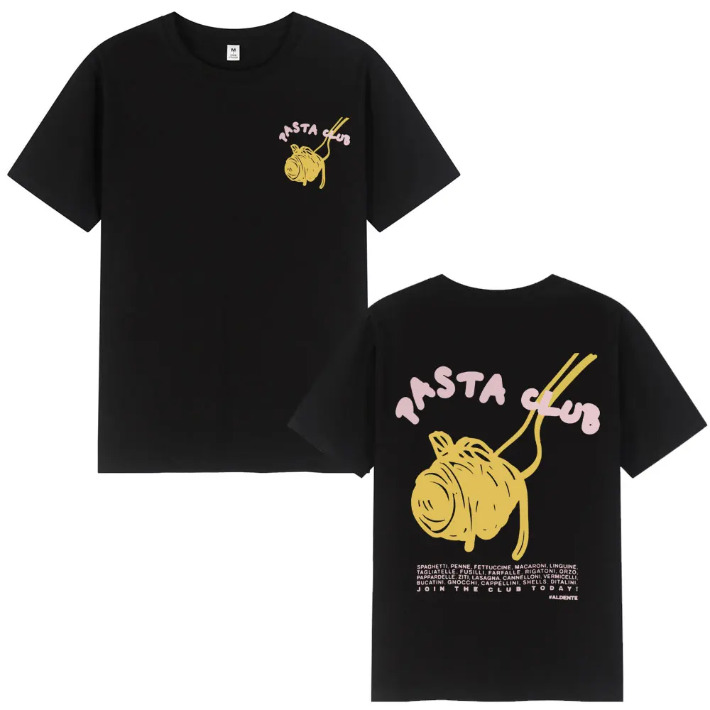Pasta Club T-shirt Retro Delicious Foodie Design Fashion Print T Shirt Men's Women Oversized Summer Hip Hop Oversized T-shirts