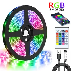 LEDストリップライト,アプリとir制御,rgb,usb,明るい,寝室,テレビ,壁,リビングルーム,パーティーの装飾,5050, 18に最適