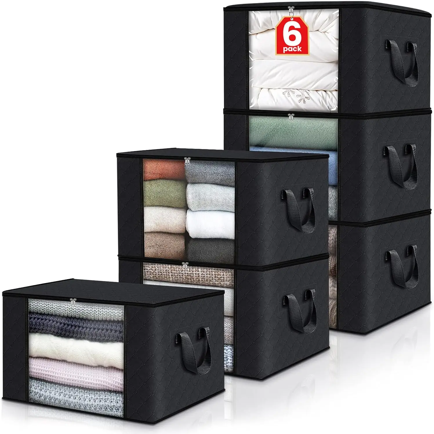 

Foldable Blanket Storage Bags Containers for Organizing Bedroom Closet Clothing Organization and Storage with Lids and Handle