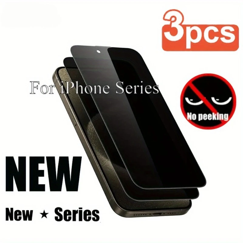 3Pcs Privacy Tempered Glass Screen Protector Suitable for iPhone 17 16 Pro Max 16e 14 15 Plus 12 13 Mini 11 XR XS Max Glass