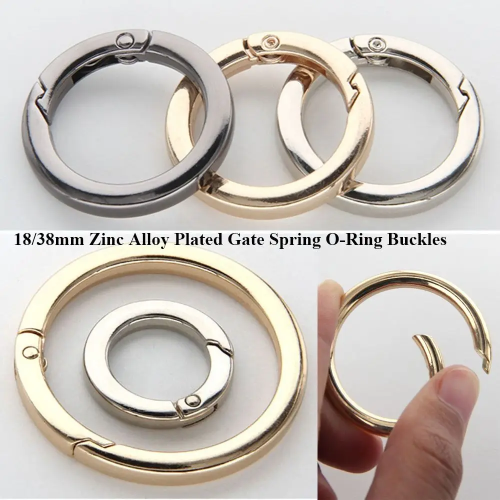 3ชิ้น18/38มม. สปริง O-ring buckles สีดำทองเงินสังกะสีอัลลอยกระเป๋าหัวเข็มขัดรูปทรงกลม carabiner กระเป๋าถือ