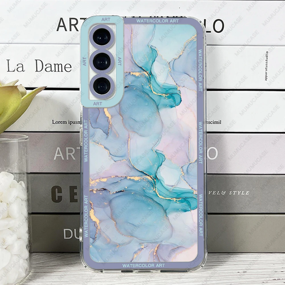 Case For Samsung Galaxy S24 S20 S21 FE S22 S23 Ultra A13 A32 A33 A50 A52 A53 A73 A54 A14 Soft Cover Watercolor art