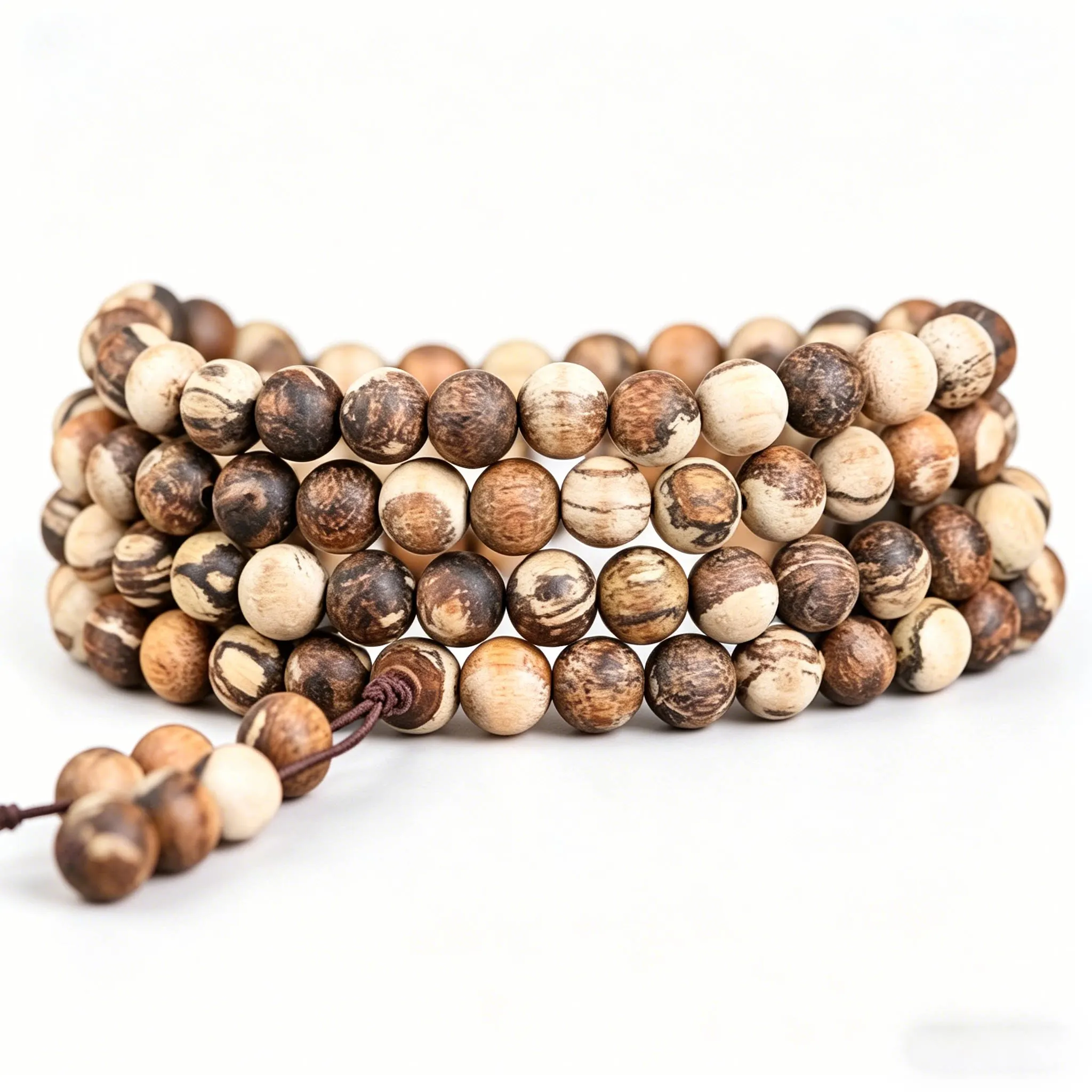Chinese Style Natural Agarwood Beaded Bracelet Lucky Blessing Wealth Attracting Prayer Mala Old Aged Wood Unpainted Unwaxed Spir