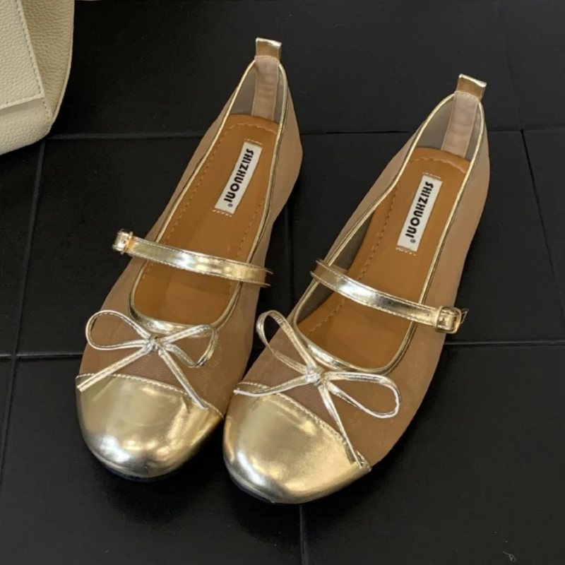 

Mesh Breathable Flat Shoes Women Round Toe Shallow Comfort Beach Shoes Female Elegant Brand Designer Mary Jane Sandals Women