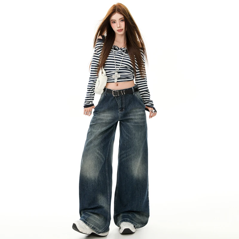 Y2k Jeans For Woman New Autumn Winter Wide Leg Straight Denim Pants Trendy Hot Girl Style Fashion Baggy Jeans