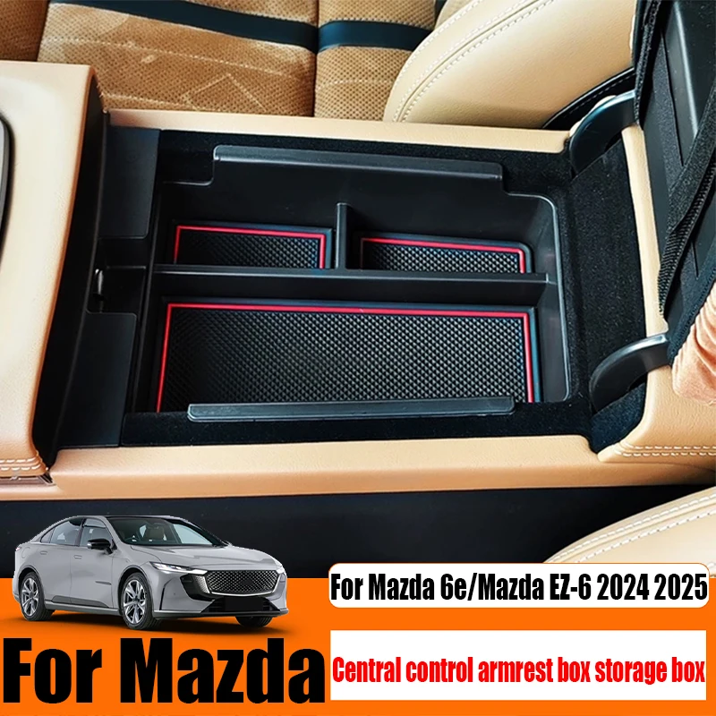 

For Mazda 6e/Mazda EZ-6 2024 2025 dedicated armrest box storage box modified central control storage box with silicone pad