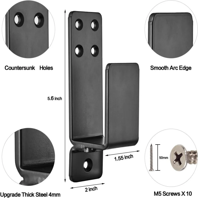 2pcs Shed Security Bar Door Brackets U-Shaped Bar Security Door Locks Supports for Home Barn Barrier Garage Gate Door Hardware