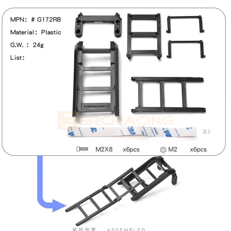 1:10 Afstandsbediening Klimmen Off-Road Voertuig Zijraam Vouwladder Dak Algemene Simulatie Upgrade Diy Gemodificeerde Onderdelen