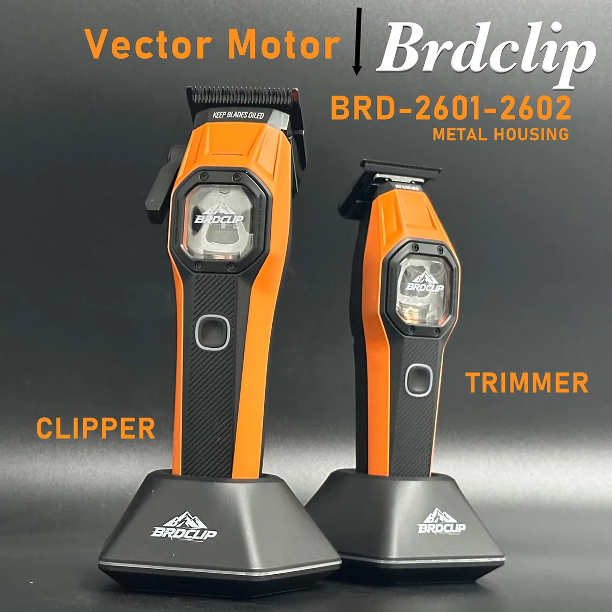 Professional BRDCLIP Vector Motor BRD 2601-2602 Barber Shop Hair Clipper Metal Men's Trimmer with Base Charger
