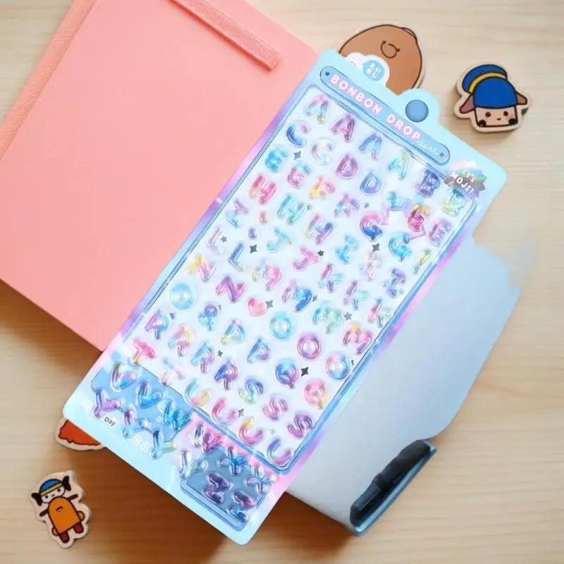 الملونة 3D الكرتون الأبجدية الإغاثة ملصق DIY مجلة مخطط صور زينة طالب مكافأة ملصق القرطاسية #1