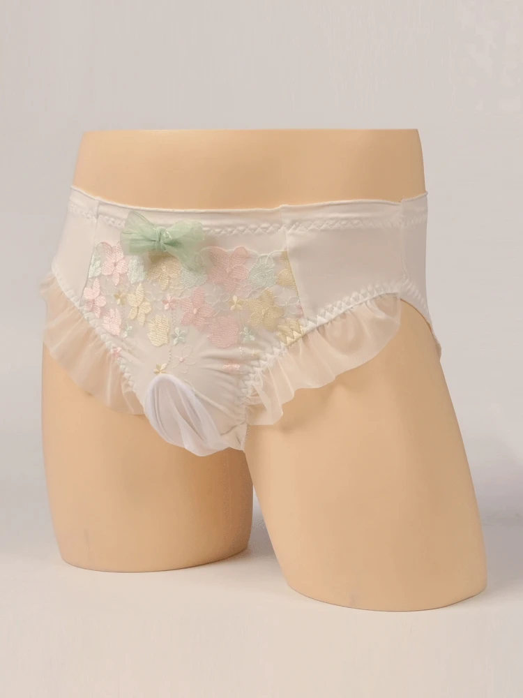 

Japanese Anime Panties for Men Lolita Frill Trim Underwear Girly Briefs Maid Cosplay Lingerie Sissy Pouch Crossdress Underpant