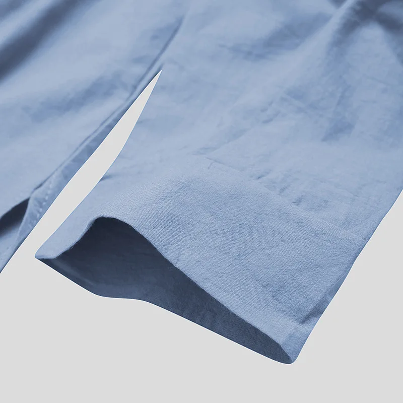 Männer Button-down Schlaf Roben Einfarbig Stehkragen Langarm Nachthemd Mode Komfortable Hause Tragen Lose Bademäntel m-3XL – Detail 6