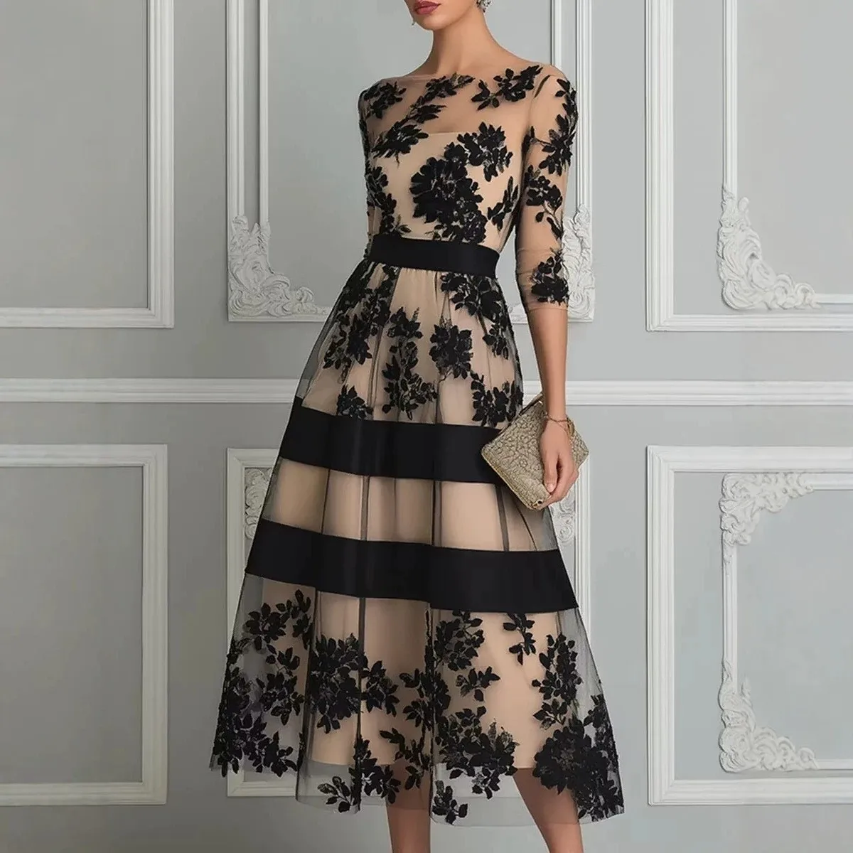 High Waist Long Dress Gown a Line Urban Streetwear with Irregular Hem Asymmetrical Regular Sleeve Maxi Length Autumn for Women