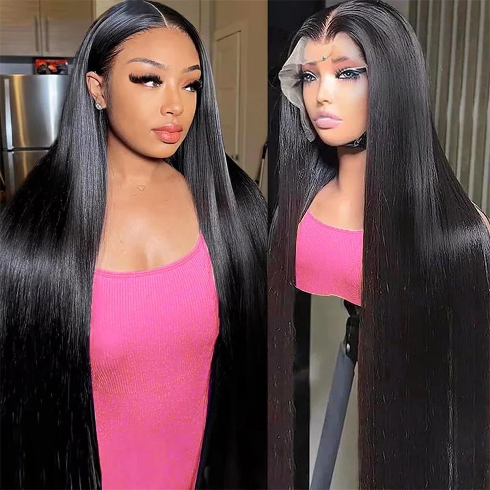 

30inch 13x4 13x6 Straight Lace Front Human Hair Wig Preplucked Natural Color Density200 Straight Human Hair Lace Wigs For Women