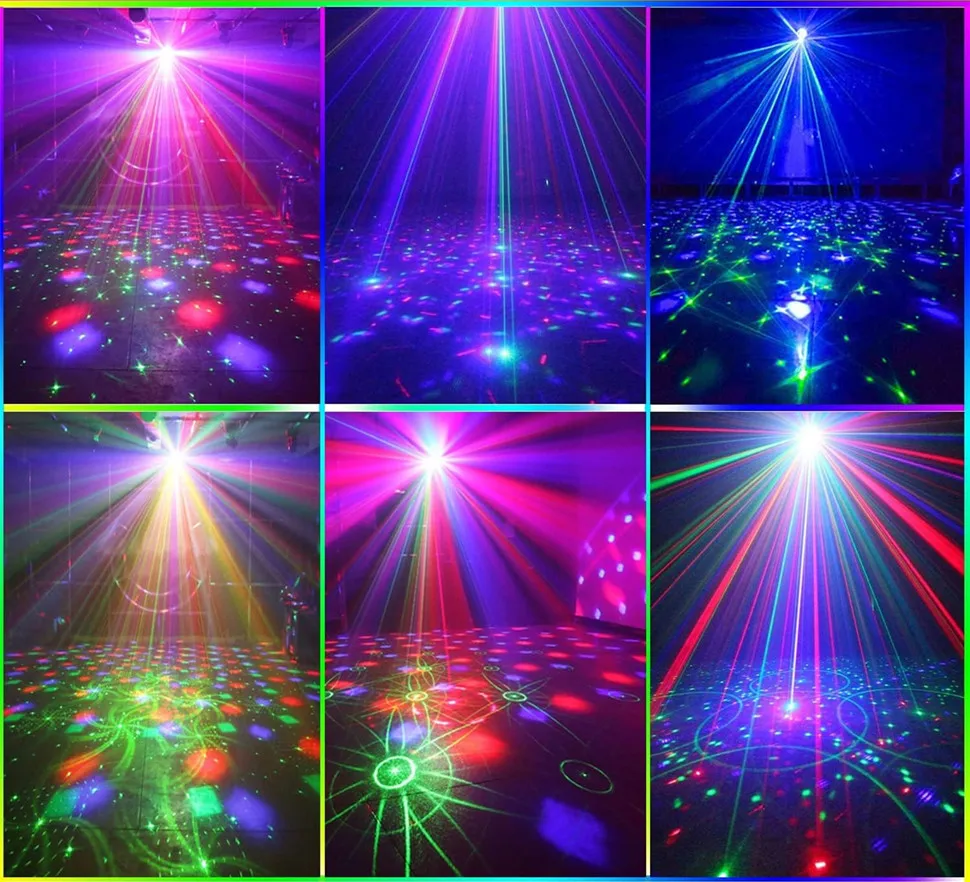 Party Lights Disco Ball Lights 2 in 1 Dj Disco Lights Stage Lights Sound Activated Strobe Lights Christmas Wedding Home Decorati