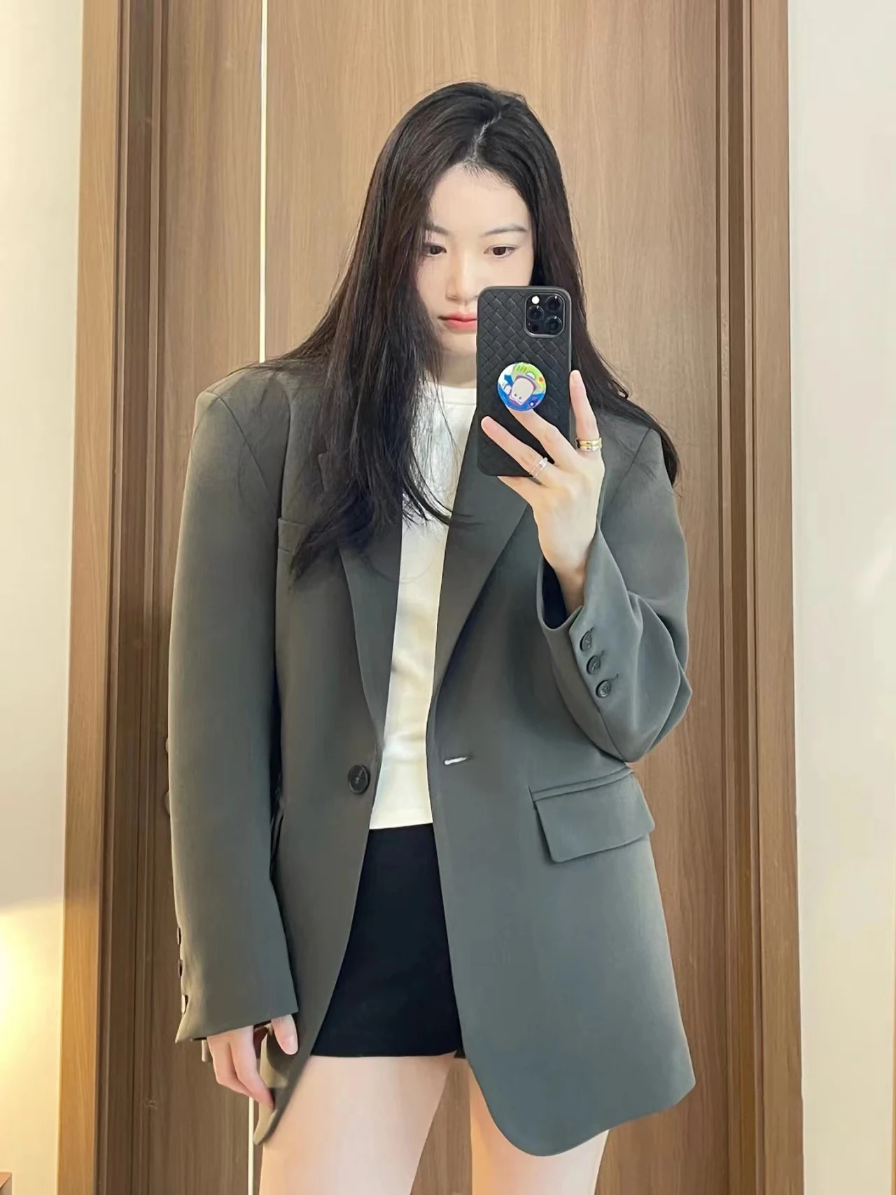 

UNXX Spring Autumn Thin Grey Suit Jacket Women High-end Design Sense Niche Korean Version Casual Petite Silhouette Suit Trend