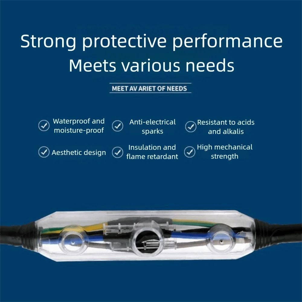 

1kv Rated Waterproof Junction Box Submersible Buried Design IP68 Junction Box Cable Seal Light Strip Protective