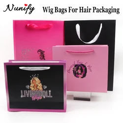 Personalized Wig Bags Packaging Customize Paper Bags With Own Logo Luxury Gift Bag With Handle For Boutique Supplies Totes Bag