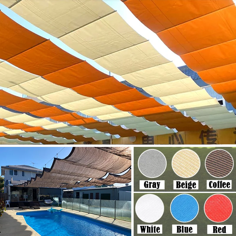 Outdoor Telescopic Awning Wave Sunshade Net Patio Pergola Sun Canopy Terrace Sun Shelter Retractable Swimming Pool Shaing Sail