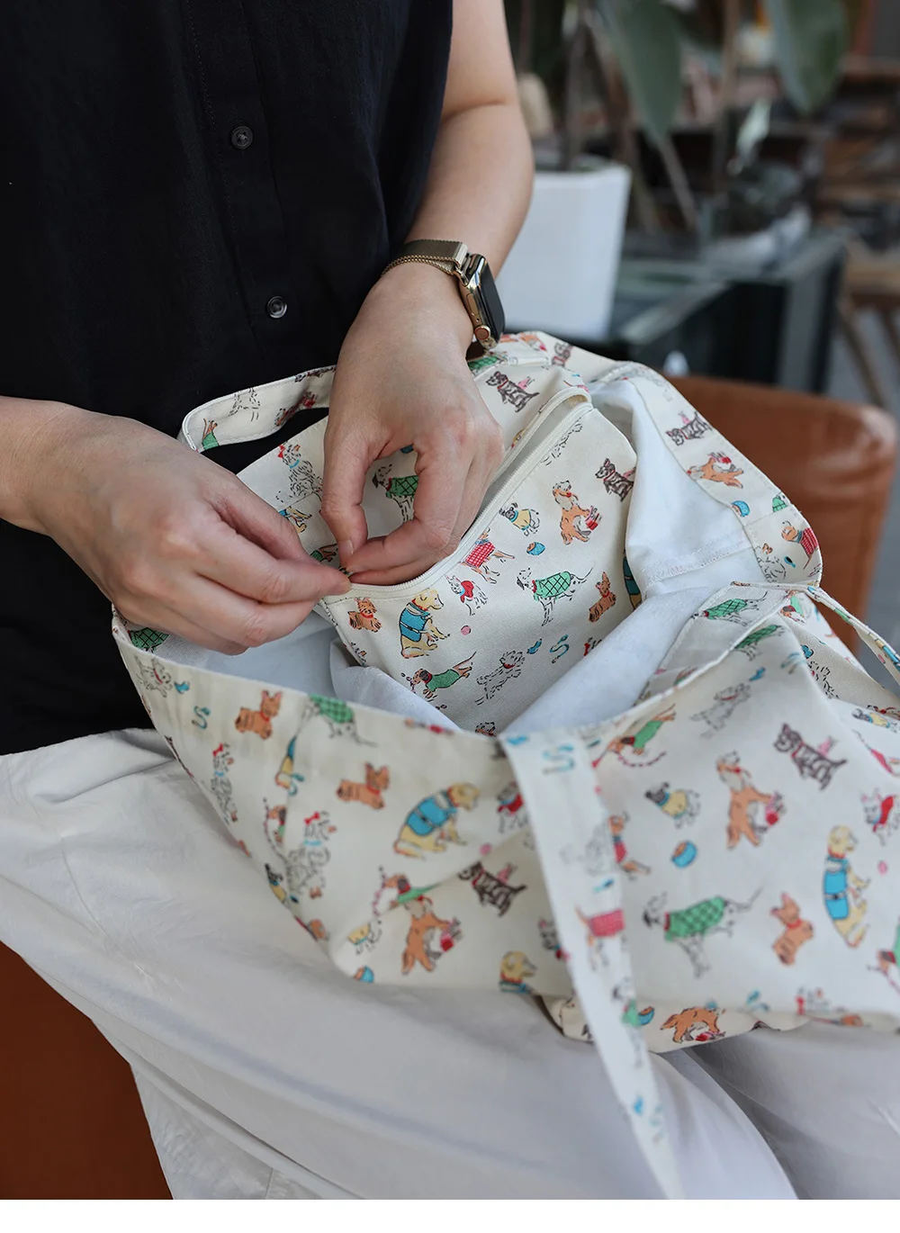 Damen-Einzelschultertasche mit Cartoon-Tiermuster, lässig, niedlich, Kawaii, adrette Damen-Einkaufstasche – Detail 7