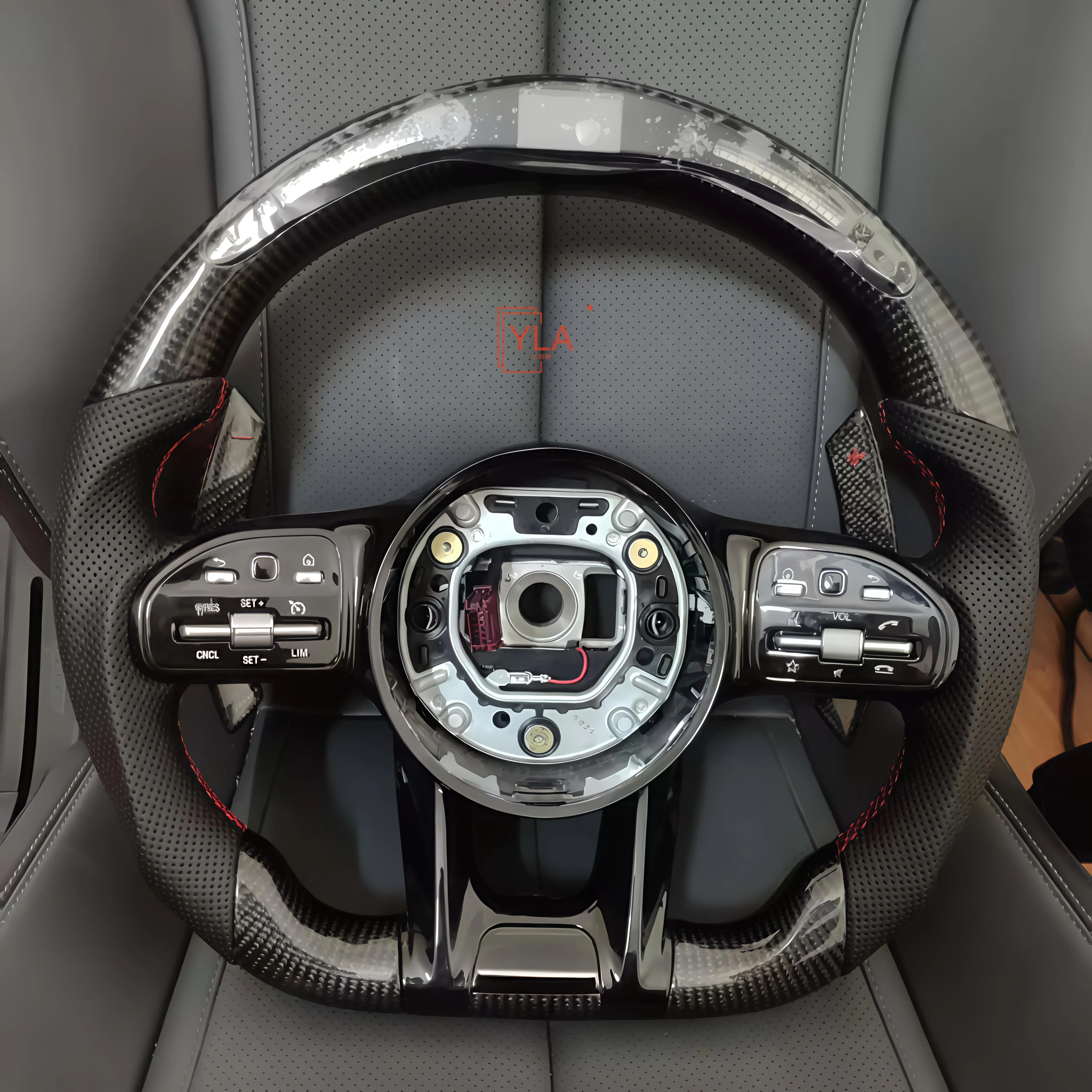 Black Perforated Leather Carbon Steering Wheel for Mercedes Benz W213 C238 W463 W464 W222 C217 CLS C257 W205 C63 AMG