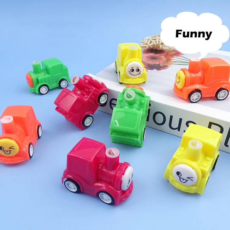 5Pcs/bag Cartoon Mini Whistle Locomotive Toy Cute Fun Pull Back Cars Children's Puzzle Toys Boys Girls Holiday Birthday Gifts