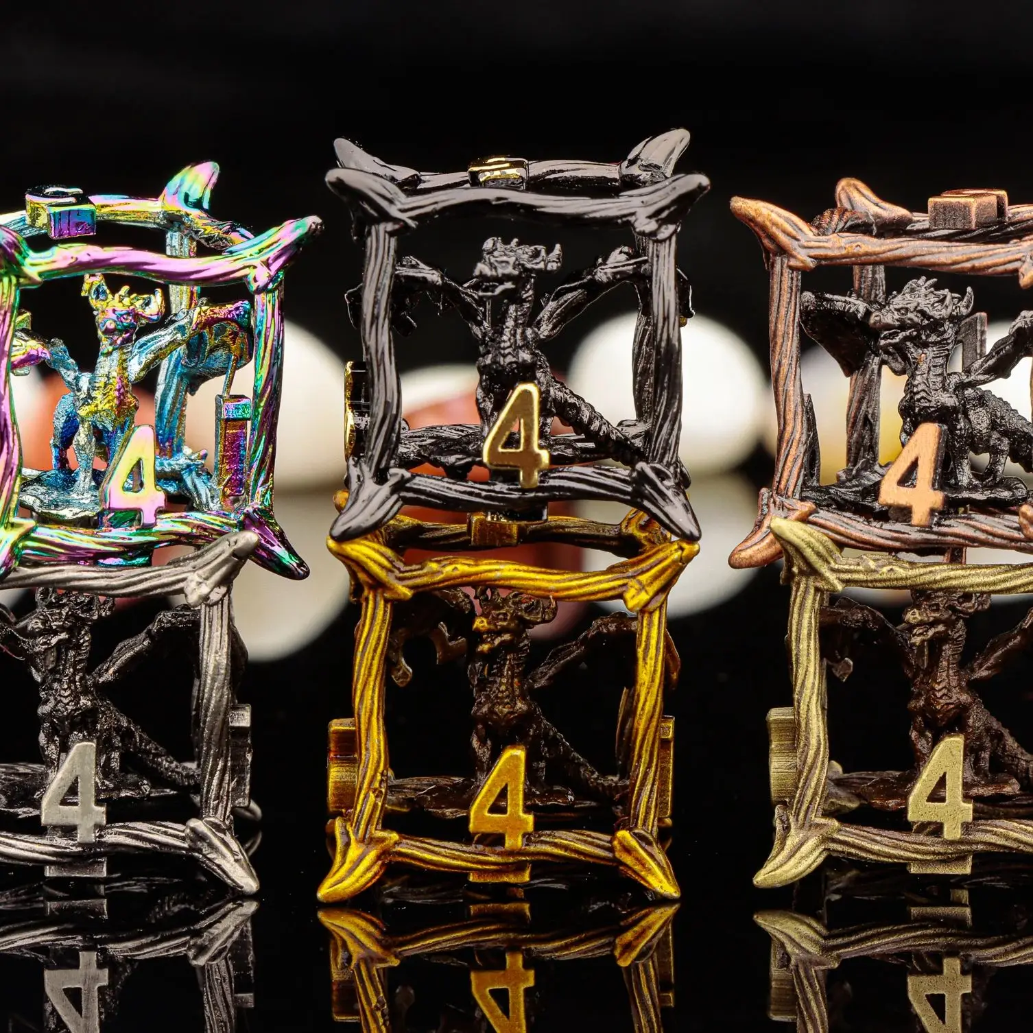 DND نرد معدني مجوف D&D، 7 قطع نرد متعدد السطوح للزنزانات والتنينات مجموعة ألعاب النرد D وD لهدية نرد التنين RPG MTG #2