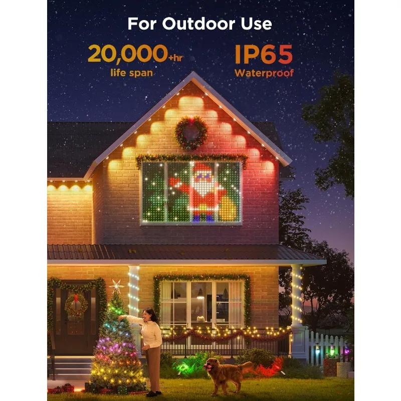 WiFi Smart Christmas Lights LED, Color Changing Window Lights, Dynamic DIY Curtain String Lights, Waterproof, 5 x 6.6ft