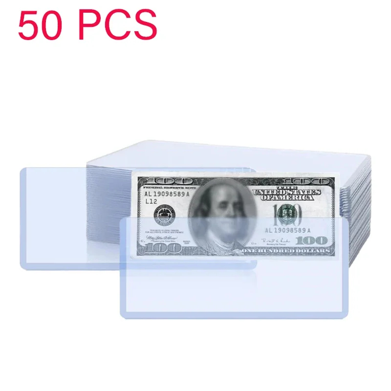 

50 Pcs Clear PVC Two Sizes 205 X 110mm/173 X 75mm Paper Money Stamp Collection Bag Paper Currency Protective Cover Supplies