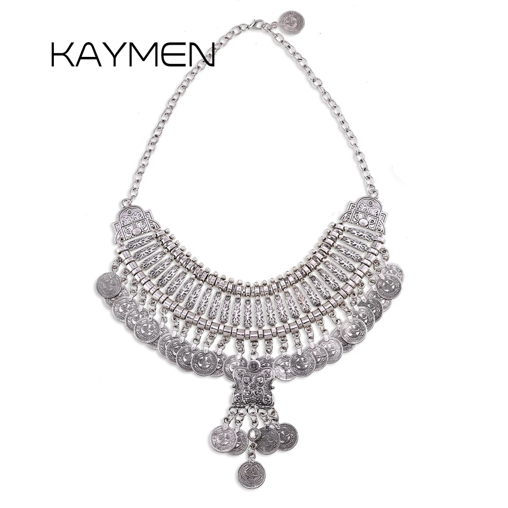 Популярное винтажное ожерелье из серебряной пластины с монетами