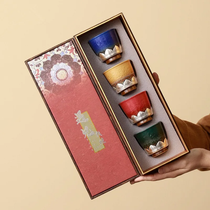 

PYJ Dunhuang Ruilian Four Seasons Teacup Tea Cup Set Chinese Style Gift