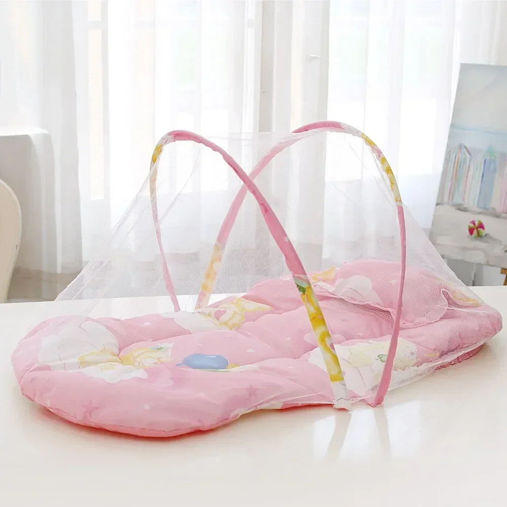 Portable Crib Mosquito Net, No Need To Install Foldable Mosquito Net, Equipped with Soft Cushion and Pillow Suitable for Crib