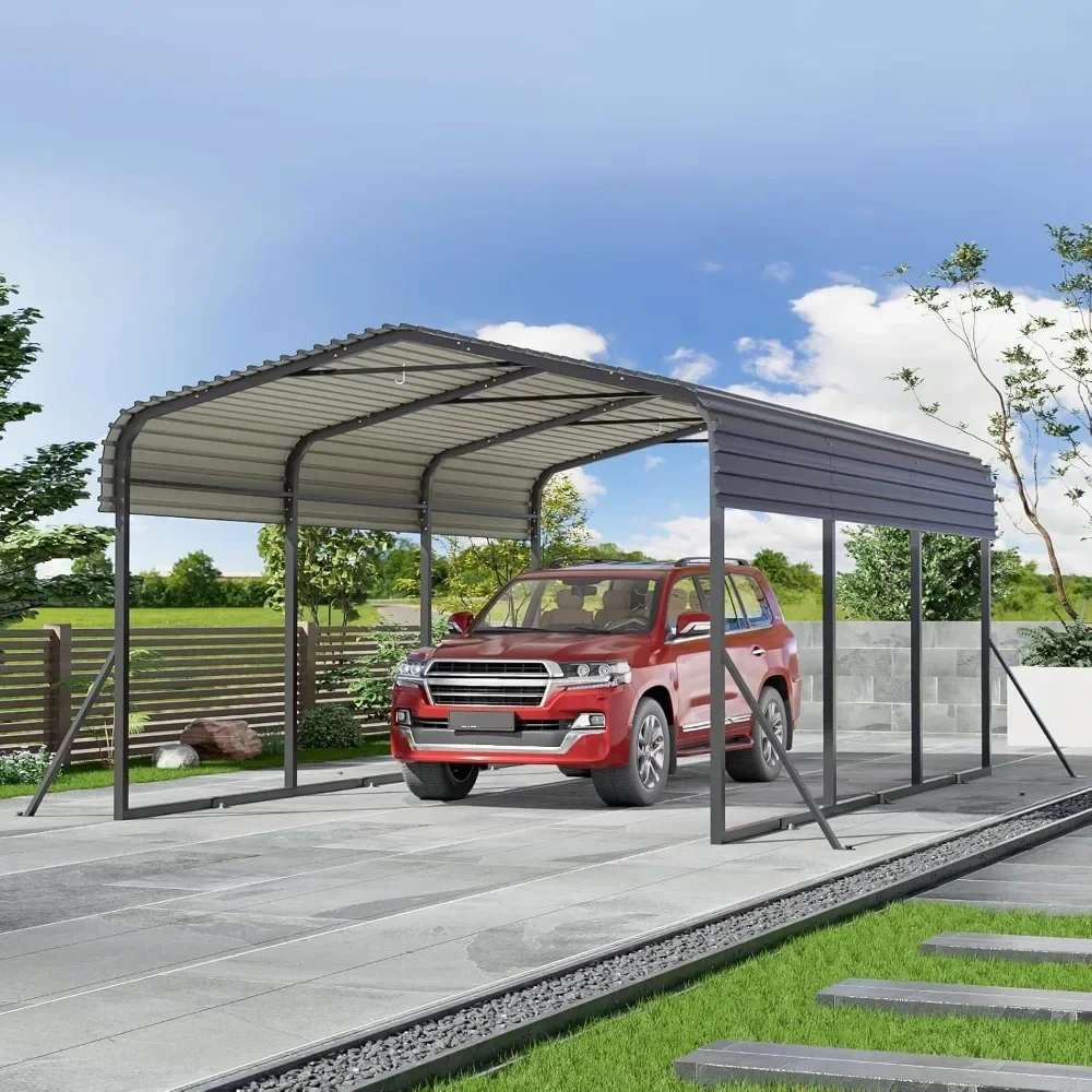 

10x15FT Metal Carport with Galvanized Steel Roof and Enhanced Base, Upgraded Large Outdoor Heavy Duty Garage