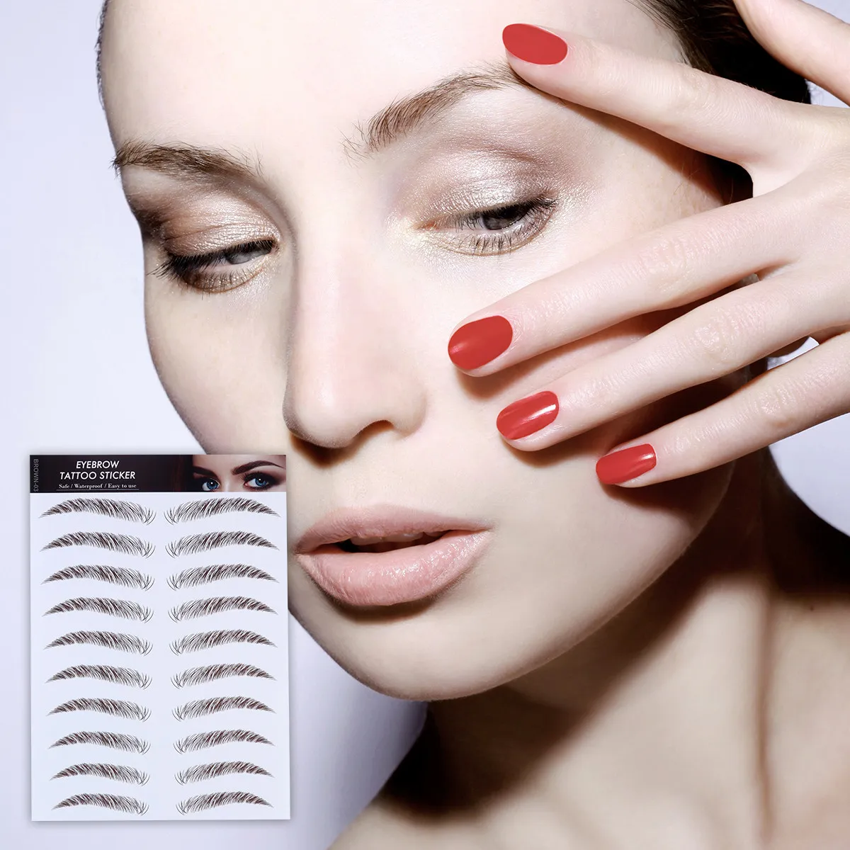 

Набор из 4 наклеек для бровей с эффектом водного переноса, 6D, имитирующие волосы, многоразовые, нежные, с изогнутой и прямой формой, для создания естественного изгиба бровей