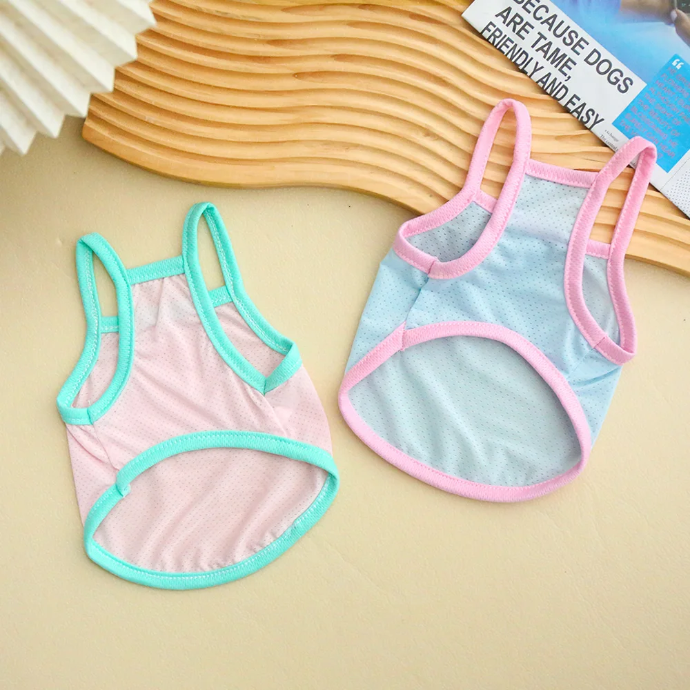 Pet Summer Breathable Ice Silk Cooling Strap Dog Cool and Comfortable Cool Clothes Solid Color Simple Dog Clothes 썸네일 3