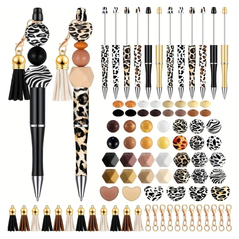 Beaded Pen Leopard Print Beadable Pen Beadable Ballpoint Pen Crafting Pen Gift