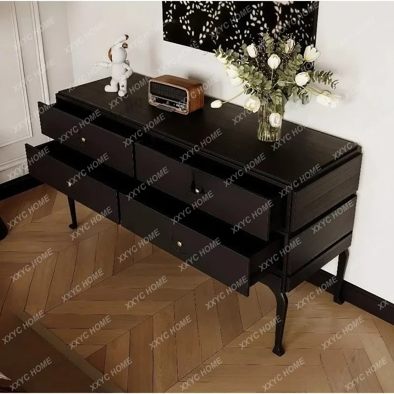 XX retro dining side cabinet, living room storage four chest cabinet, entrance black storage cabinet