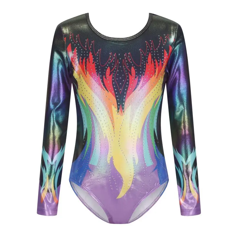 子供女の子長袖バレエダンスレオタードヨガ衣装ソフトボディスーツショーツヘアバンド付きスケートパフォーマンス衣装